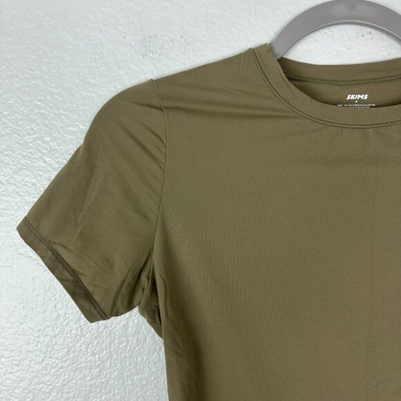 Skims Soft Smoothing Seamless Olive Green T-Shirt M Casual Crew Neck Soft Stretc - Picture 3 of 8
